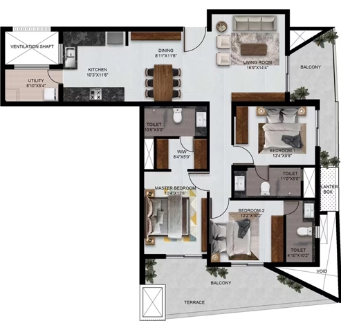 3 BHK Flat in Sunpure V4 in Vijayanagar, Mysore - Image 923749