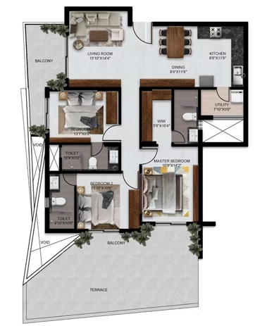 3 BHK Flat in Sunpure V4 in Vijayanagar, Mysore - Image 923750