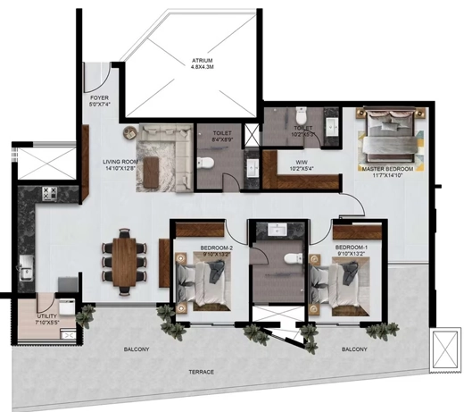 3 BHK Flat in Sunpure V4 in Vijayanagar, Mysore - Image 923751