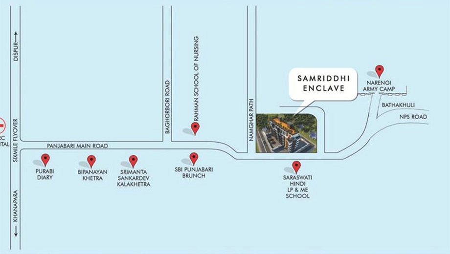Location of Samriddhi Enclave in Panjabari, Guwahati - Image 416228