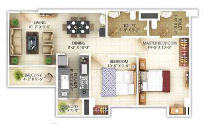 2 BHK Flat in Pragjyotish Piya Towers in VIP Road, Guwahati - Image 923992