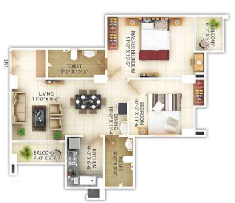 2 BHK Flat in Pragjyotish Piya Towers in VIP Road, Guwahati - Image 923993