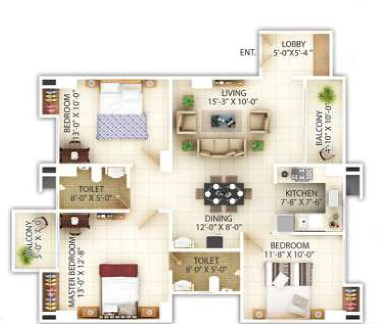 3 BHK Flat in Pragjyotish Piya Towers in VIP Road, Guwahati - Image 923994