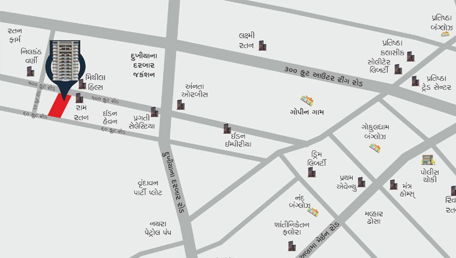 Location of Vardan Heights in Mota Varachha, Surat - Image 416249