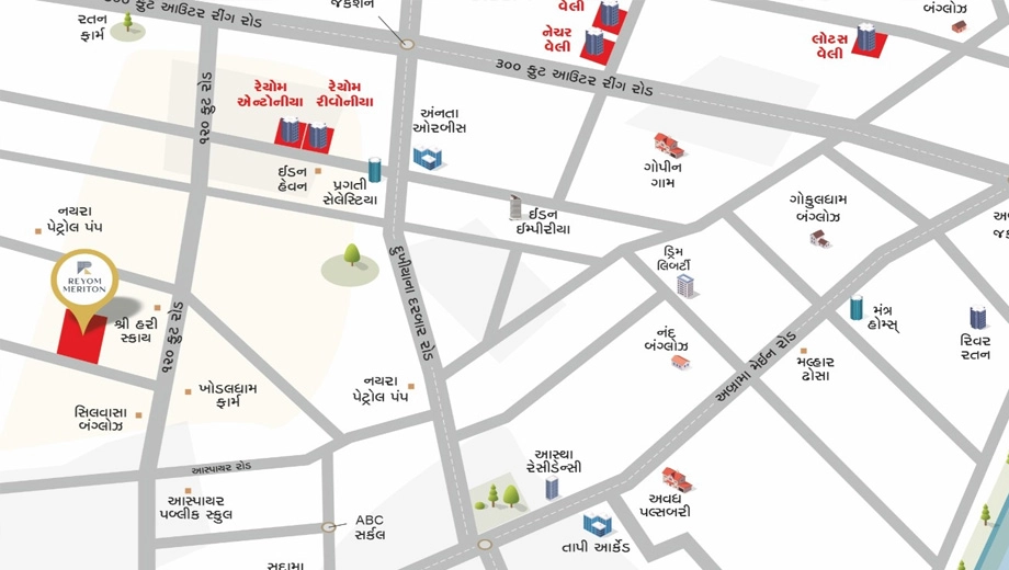 Location of Reyom Meriton in Mota Varachha, Surat - Image 416270