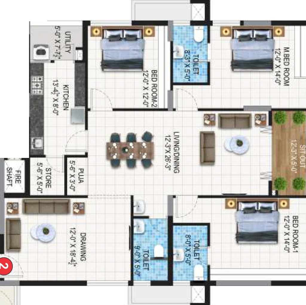 3 BHK Flat in Edara Twilight Park in Maddilapalem, Visakhapatnam - Image 923785