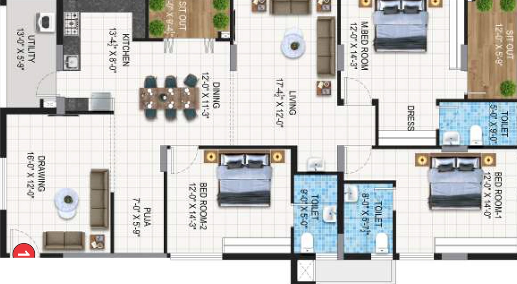3 BHK Flat in Edara Twilight Park in Maddilapalem, Visakhapatnam - Image 923787