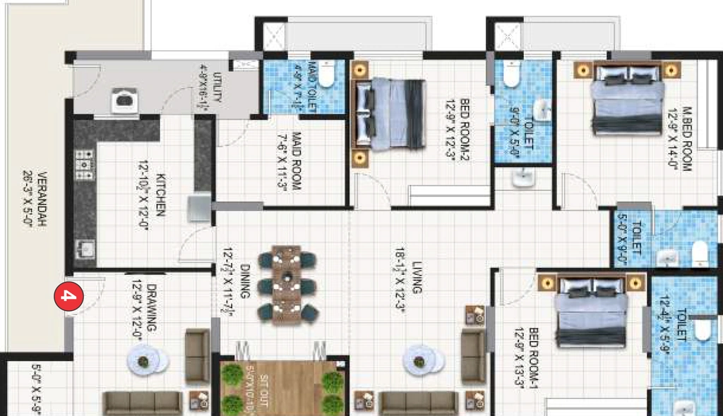 3 BHK Flat in Edara Twilight Park in Maddilapalem, Visakhapatnam - Image 923788