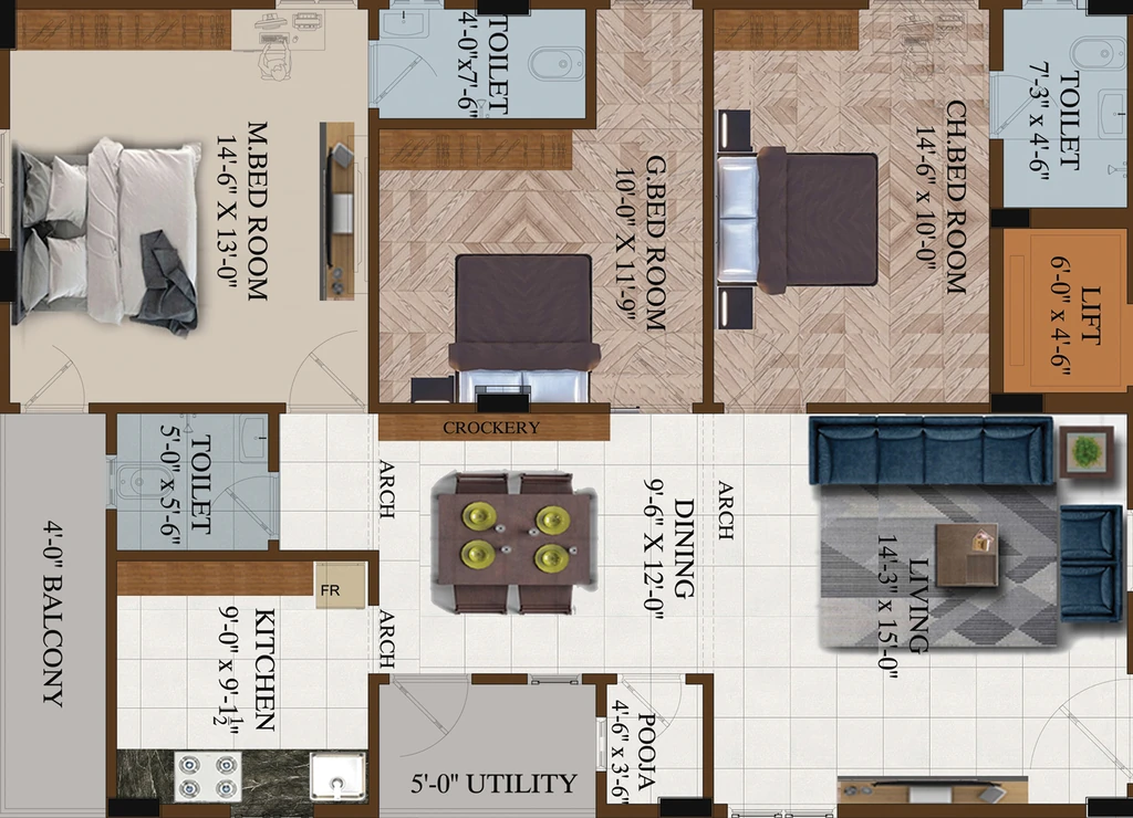 3 BHK Flat in JJ Bricks Amrutha Nivas in Pothinamallayya Palem, Visakhapatnam - Image 923789