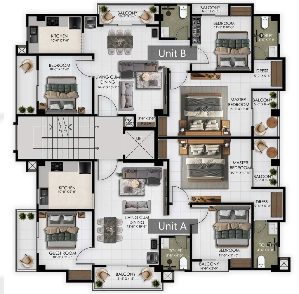 Floor Plan of ABH Prive in Beltola, Guwahati - Image 416356