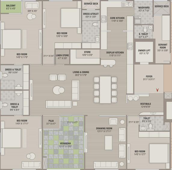4 BHK Flat in Venus Pashmina in Bodakdev, Ahmedabad - Image 452231
