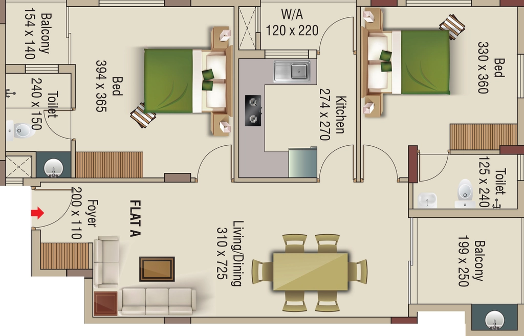 2 BHK Flat in Lotus Samskrithi in Ernakulam, Kochi - Image 923906