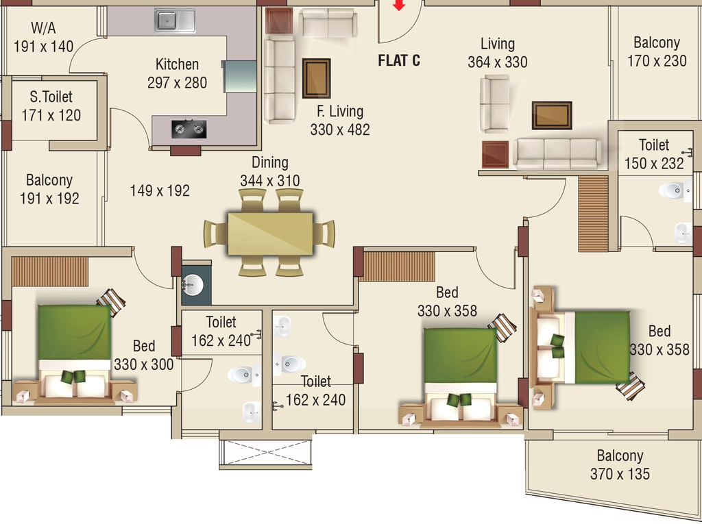 3 BHK Flat in Lotus Samskrithi in Ernakulam, Kochi - Image 923907