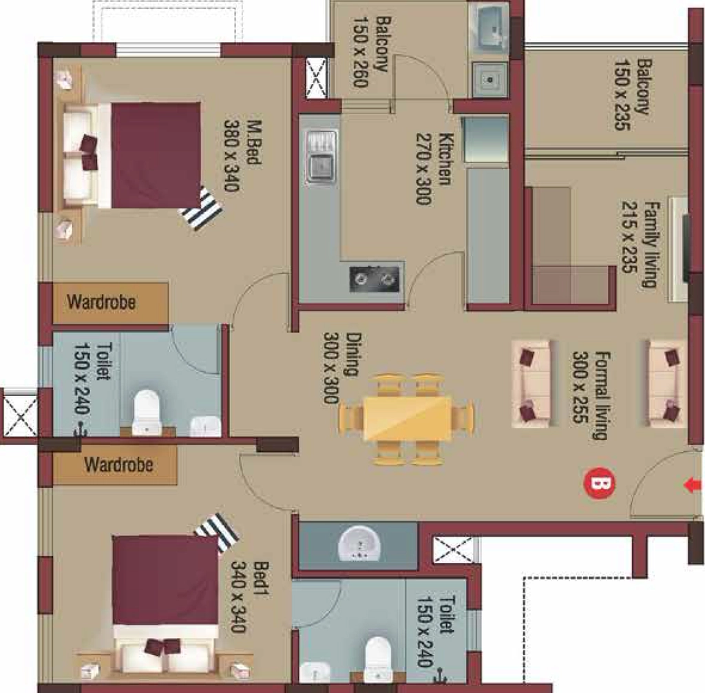 2 BHK Flat in Lotus Keralavilasam Palace in Thrippunithura, Kochi - Image 923913