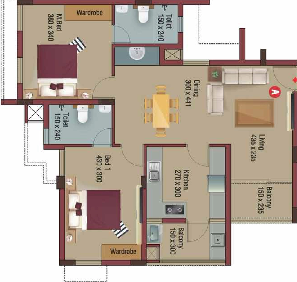 2 BHK Flat in Lotus Keralavilasam Palace in Thrippunithura, Kochi - Image 923914
