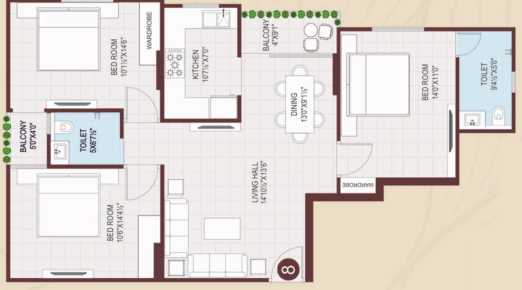 3 BHK Flat in Balaji Urban Height in Mansarovar, Jaipur - Image 923948