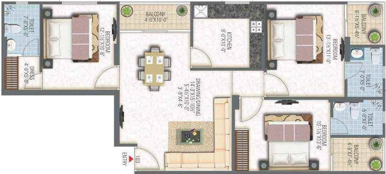 3 BHK Flat in CKD Heights in Gandhi Path, Jaipur - Image 923961