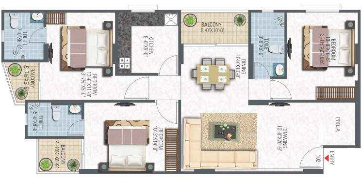 3 BHK Flat in CKD Heights in Gandhi Path, Jaipur - Image 923962