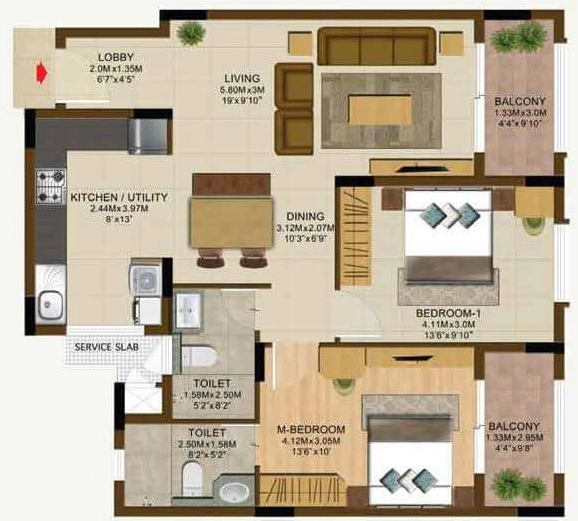 2 BHK Flat in Brigade Topaz in Shakthinagar, Mysore - Image 923976