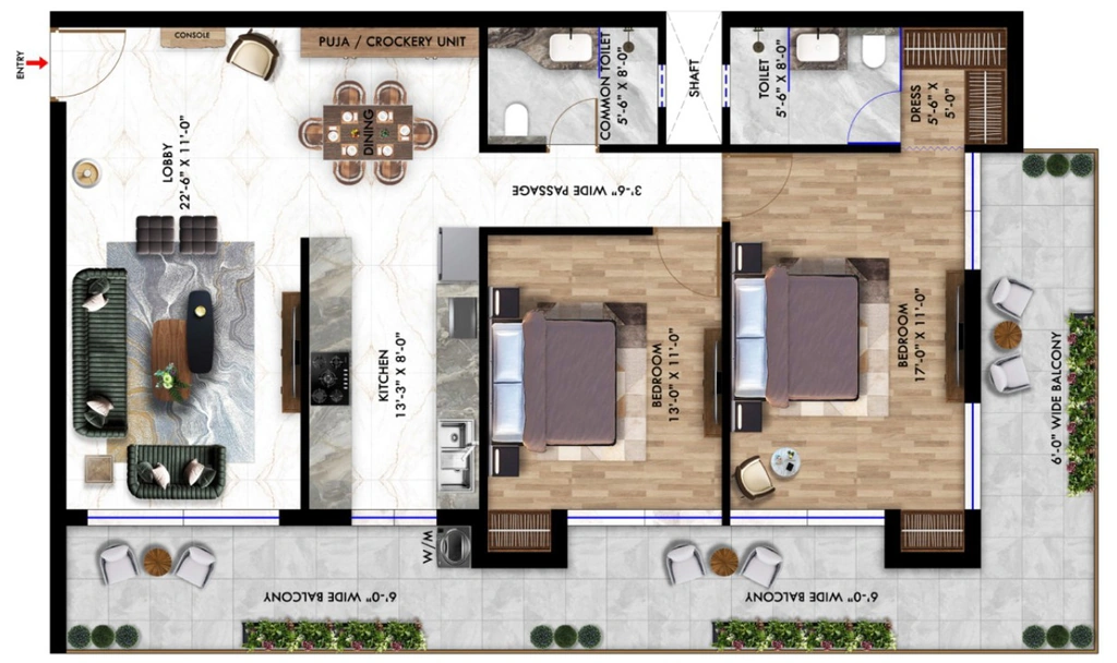 2 BHK Flat in Pash Aura Heights in Guniyal Gaon, Dehradun - Image 924009