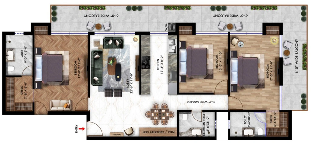 3 BHK Flat in Pash Aura Heights in Guniyal Gaon, Dehradun - Image 924010