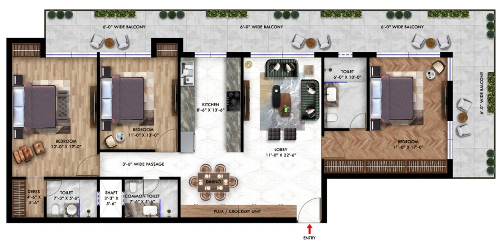 3 BHK Flat in Pash Aura Heights in Guniyal Gaon, Dehradun - Image 924011