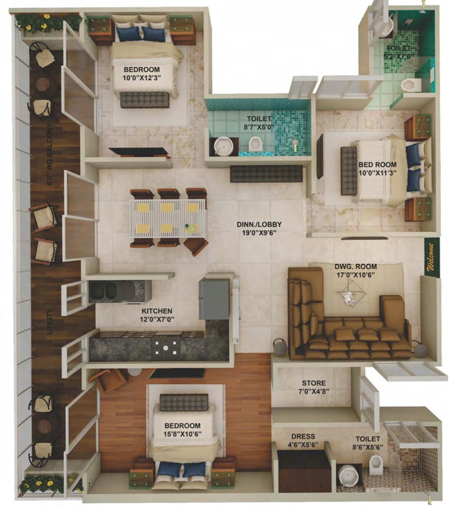 3 BHK Flat in Avenue Jewel Signature in Rajpur Road, Dehradun - Image 924033