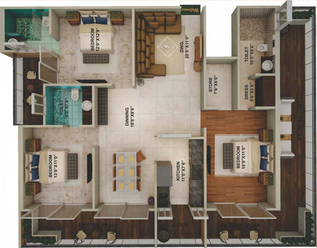 3 BHK Flat in Avenue Jewel Signature in Rajpur Road, Dehradun - Image 924034