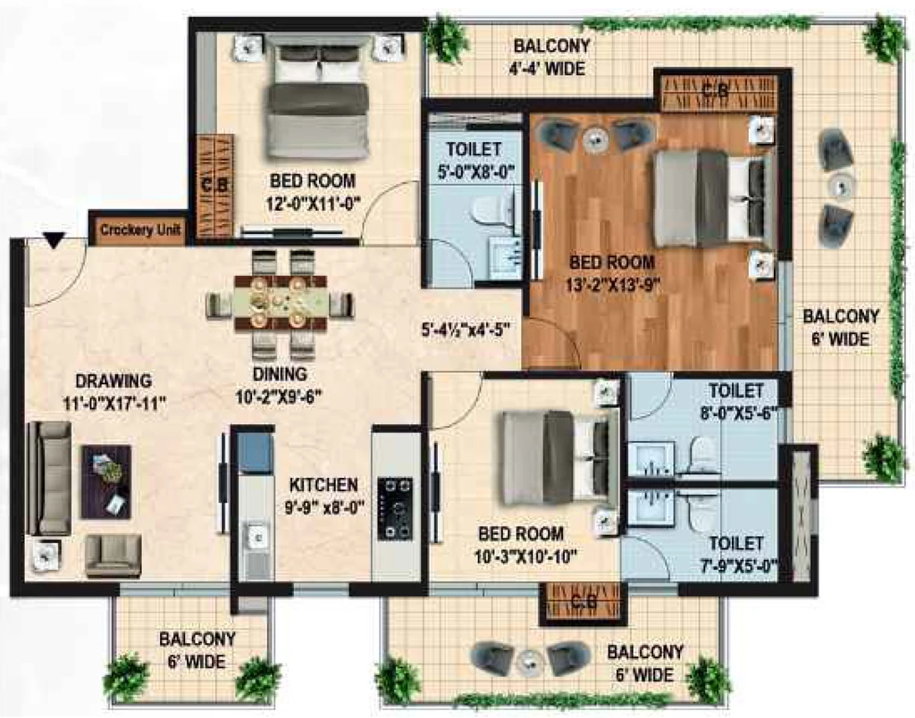 3 BHK Flat in Doon Capital Royal Casa in GMS Road, Dehradun - Image 924055