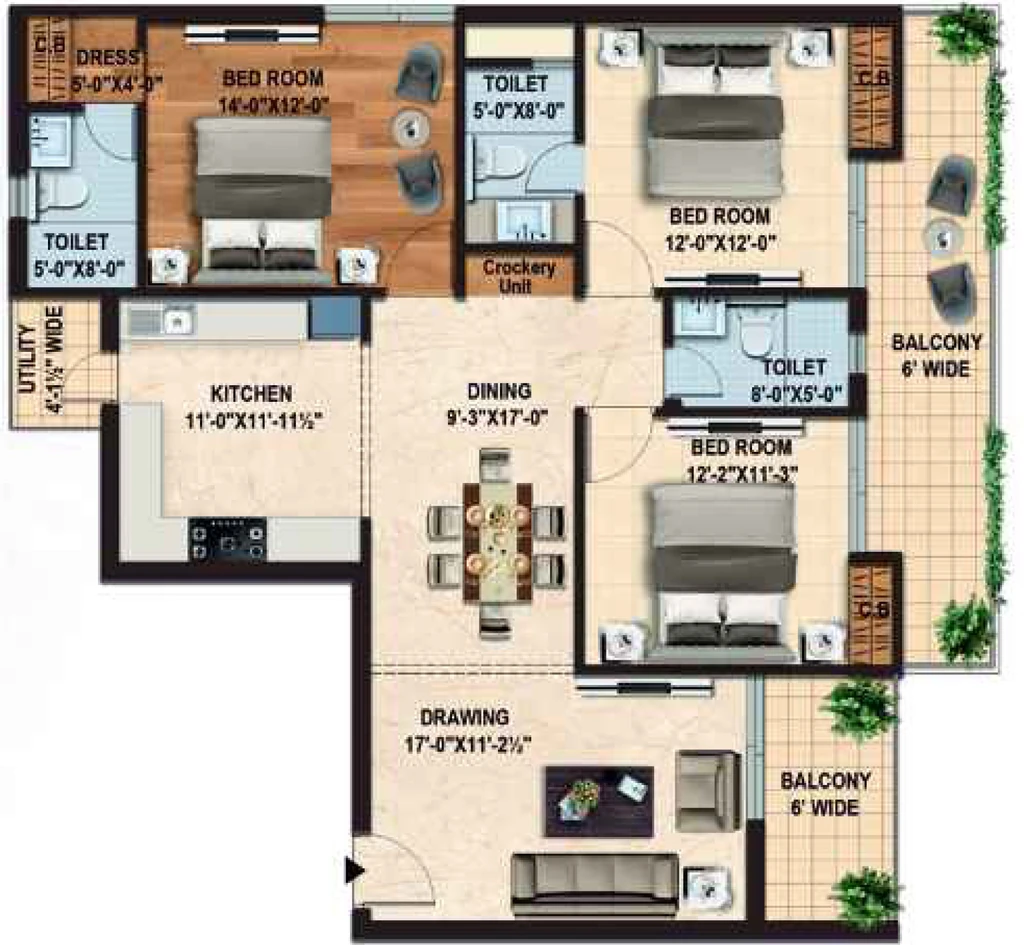 3 BHK Flat in Doon Capital Royal Casa in GMS Road, Dehradun - Image 924056