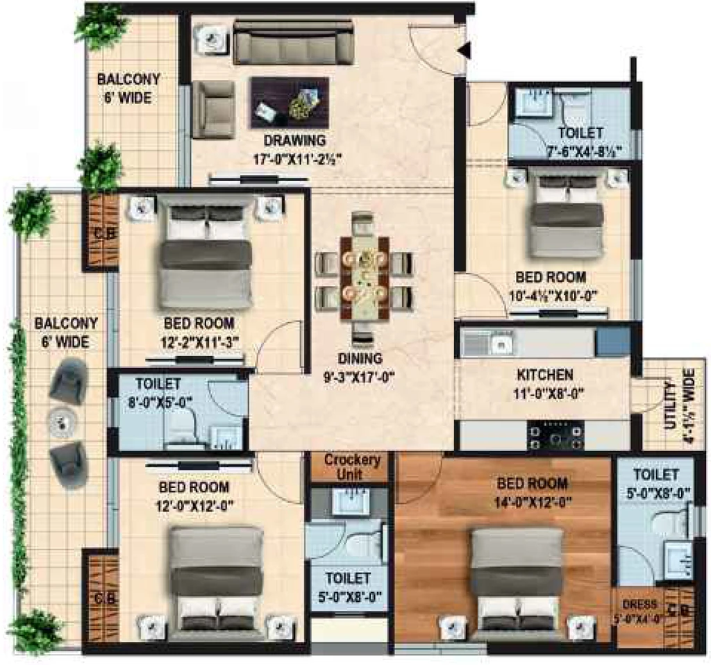4 BHK Flat in Doon Capital Royal Casa in GMS Road, Dehradun - Image 924057