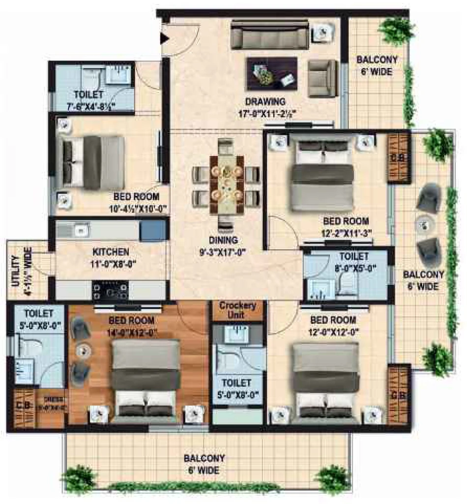 4 BHK Flat in Doon Capital Royal Casa in GMS Road, Dehradun - Image 924058