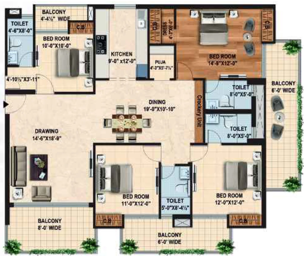 4 BHK Flat in Doon Capital Royal Casa in GMS Road, Dehradun - Image 924060