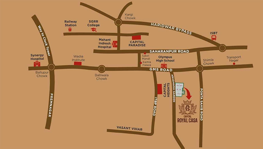 Location of Doon Capital Royal Casa in GMS Road, Dehradun - Image 416882