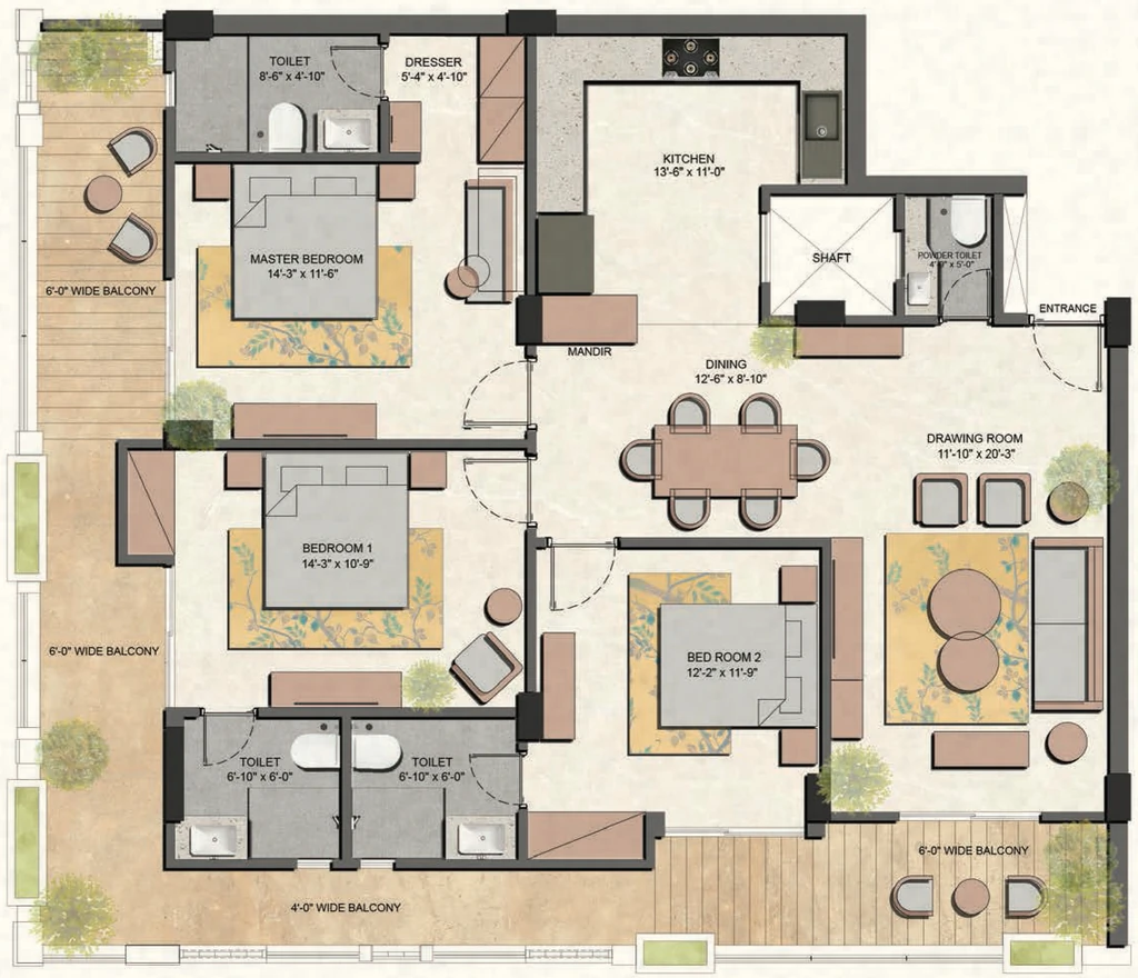 3 BHK Flat in Elevate Vanya in Rajpur Road, Dehradun - Image 924067