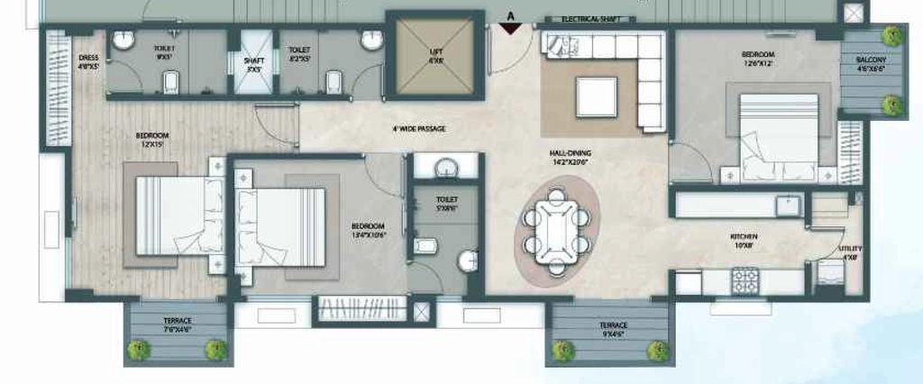 3 BHK Flat in Trinity Atmos in Beltola, Guwahati - Image 924099