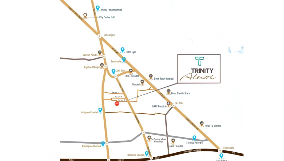 Location of Trinity Atmos in Beltola, Guwahati - Image 416978