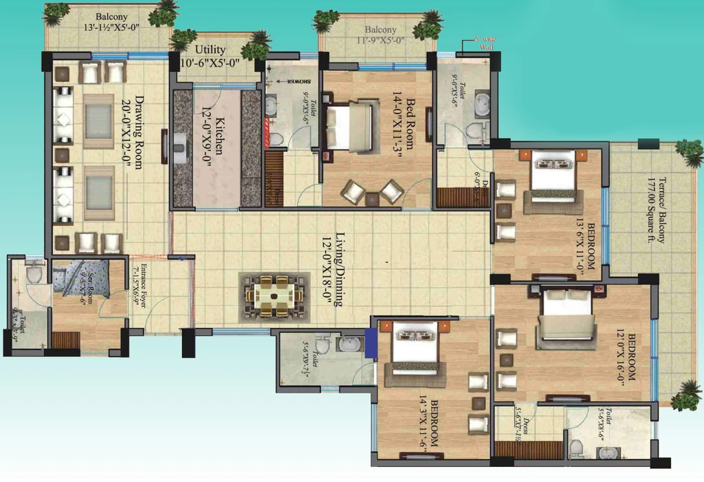 4 BHK Flat in Mahalaxmi Lord Krishna Terraces in null, Dehradun - Image 924106