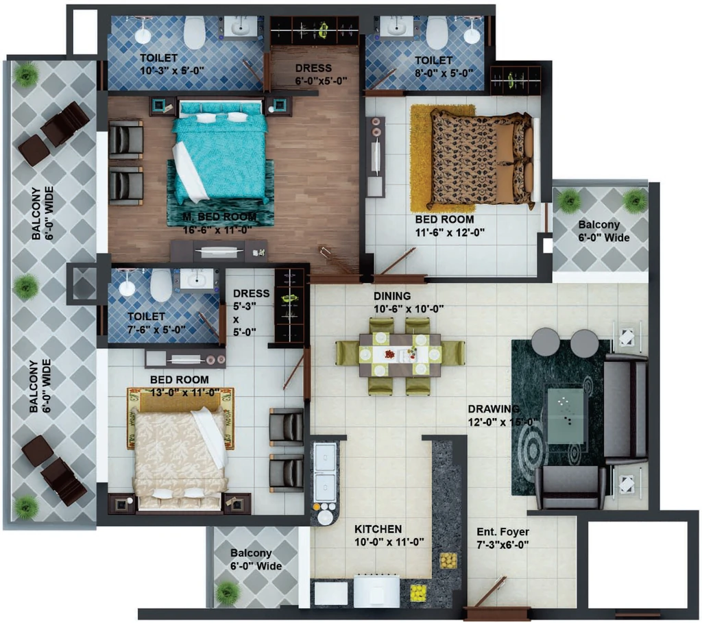 3 BHK Flat in Adarsh Panache Heights in Sahastradhara Road, Dehradun - Image 924109