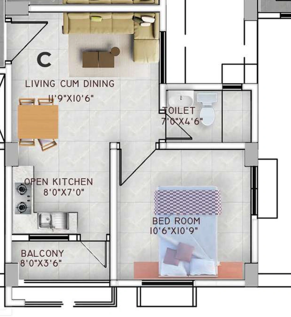 1 BHK Flat in Empire Serenity in Ahom Gaon, Guwahati - Image 924136
