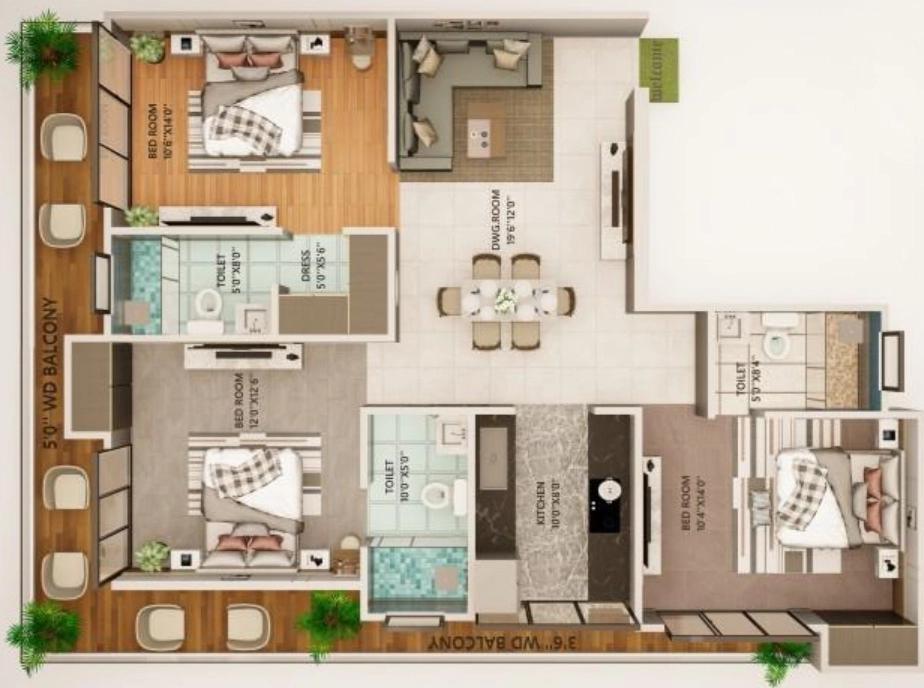3 BHK Flat in Pari Heights in Sahastradhara Road, Dehradun - Image 924113