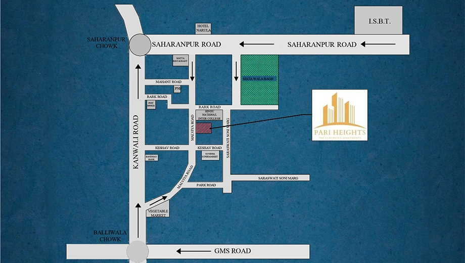 Location of Pari Heights in Sahastradhara Road, Dehradun - Image 417014