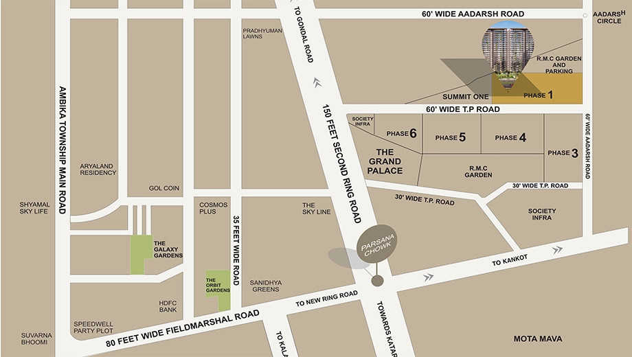 Location of Aishwaryam Gardens in Mavdi, Rajkot - Image 417137