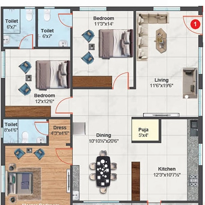 3 BHK Flat in PVR Grand in null, Vijayawada - Image 924183