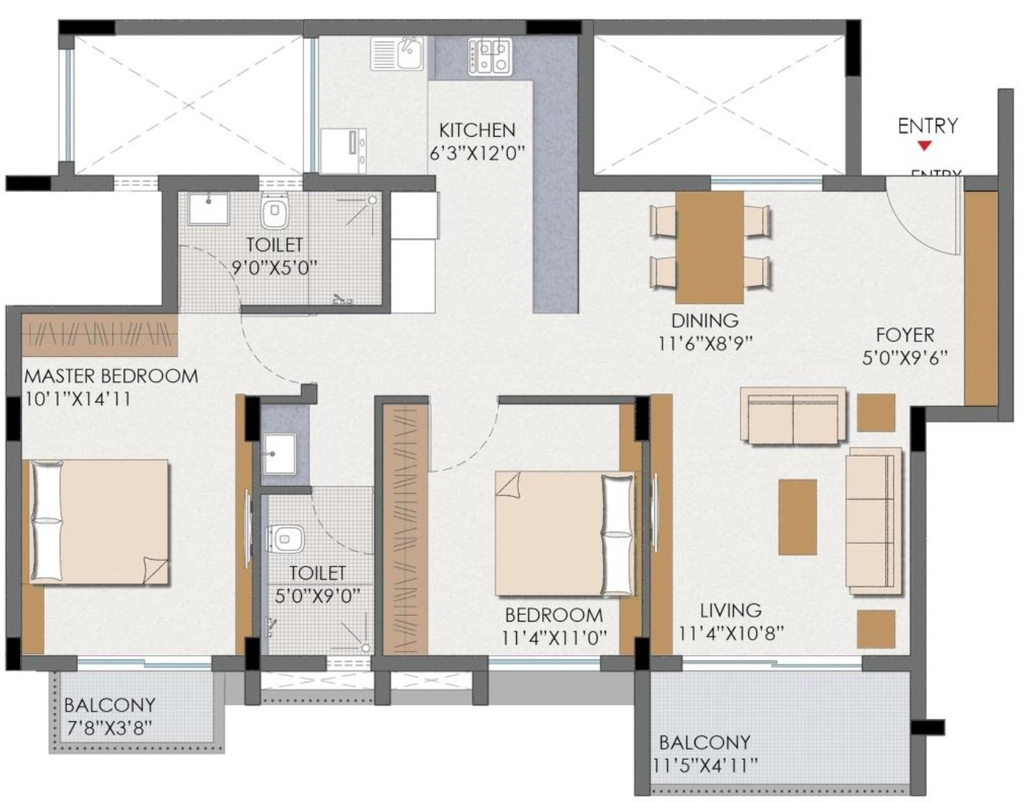 2 BHK Flat in Oxygen Courtyard in null, Mysore - Image 924186