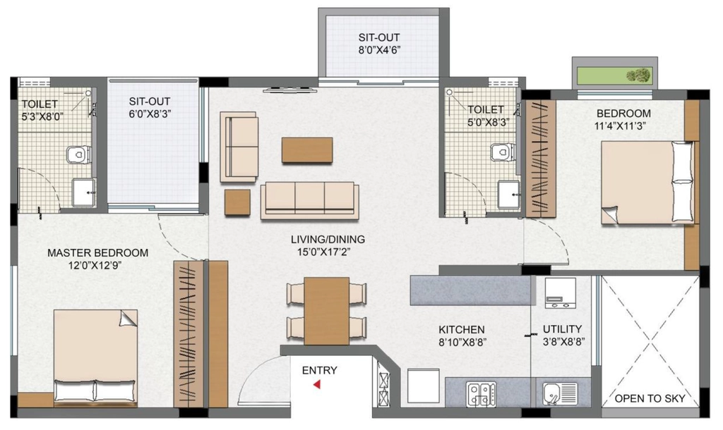 2 BHK Flat in Oxygen Courtyard in null, Mysore - Image 924184