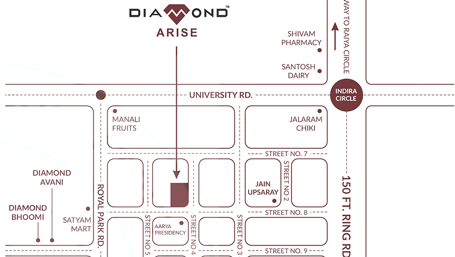 Location of Diamond Arise in Madhapar, Rajkot - Image 417220