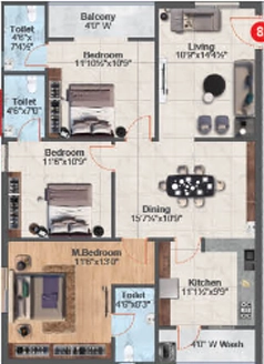 3 BHK Flat in Sai Iconic Towers in Kanuru, Vijayawada - Image 924193