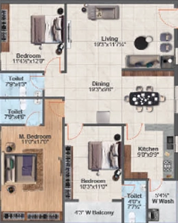 3 BHK Flat in Sai Iconic Towers in Kanuru, Vijayawada - Image 924195