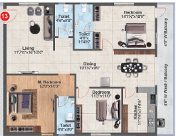 3 BHK Flat in Sai Iconic Towers in Kanuru, Vijayawada - Image 924196